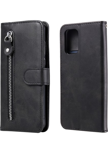 Xiaomi Redmi Note 10 4G/10S ile Uyumlu Moda Fermuar Çevirme Deri Manyetik Cüzdan Telefon Kılıfı (Yurt Dışından)