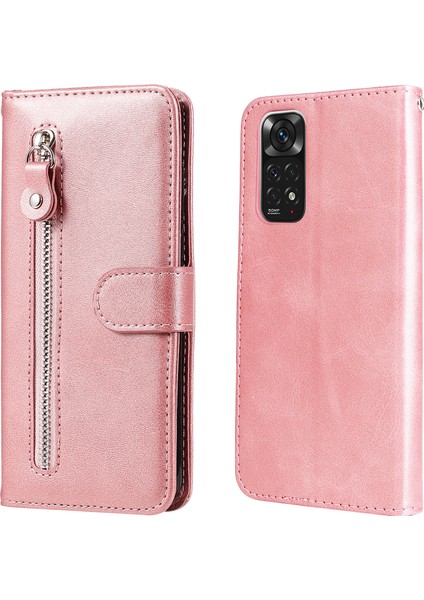 Xiaomi Redmi Note 11 4G/11S ile Uyumlu Moda Fermuar Çevirme Deri Manyetik Cüzdan Telefon Kılıfı (Yurt Dışından)