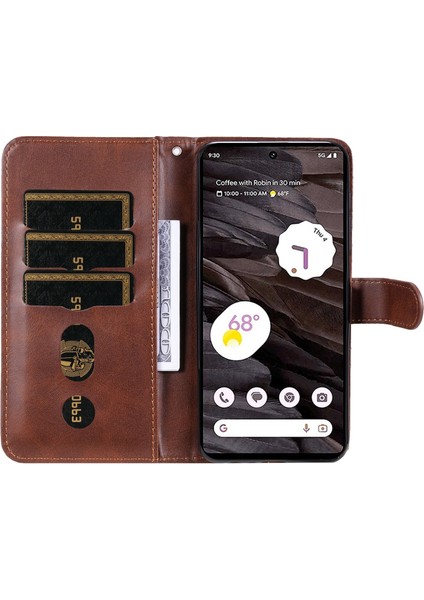 Google Pixel 7A ile Uyumlu Moda Fermuar Çevirme Deri Manyetik Cüzdan Telefon Kılıfı (Yurt Dışından)