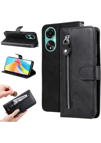Oppo A78 4g ile Uyumlu Moda Fermuar Çevirme Deri Manyetik Cüzdan Telefon Kılıfı (Yurt Dışından) fiyatları