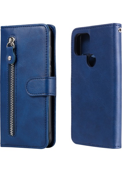 Google Pixel 5 ile Uyumlu Moda Fermuar Çevirme Deri Manyetik Cüzdan Telefon Kılıfı (Yurt Dışından)
