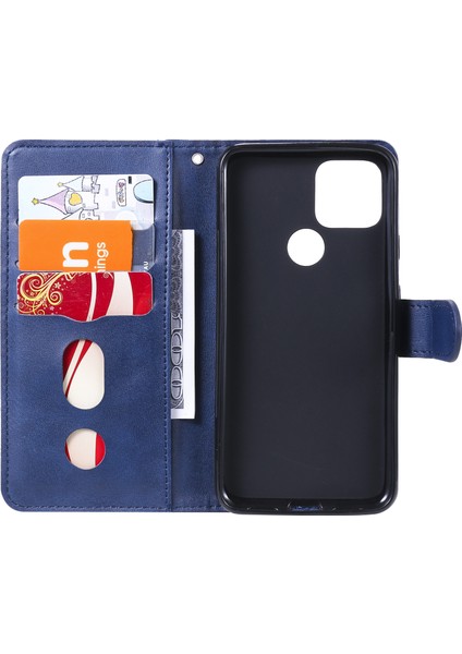 Google Pixel 5 ile Uyumlu Moda Fermuar Çevirme Deri Manyetik Cüzdan Telefon Kılıfı (Yurt Dışından)