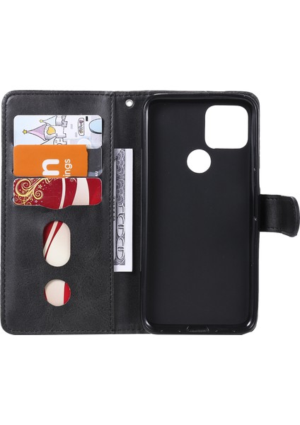 Google Pixel 5 ile Uyumlu Moda Fermuar Çevirme Deri Manyetik Cüzdan Telefon Kılıfı (Yurt Dışından)