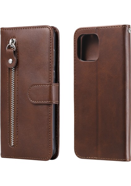 Xiaomi 11 Lite ile Uyumlu Moda Fermuar Çevirme Deri Manyetik Cüzdan Telefon Kılıfı (Yurt Dışından)