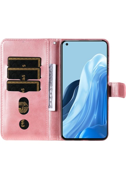 Oppo Reno 7 4g ile Uyumlu Moda Fermuar Çevirme Deri Manyetik Cüzdan Telefon Kılıfı (Yurt Dışından)