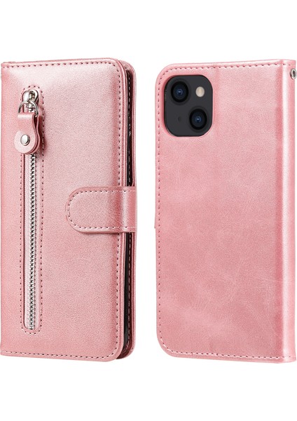 iPhone 14 ile Uyumlu Moda Fermuar Çevirme Deri Manyetik Cüzdan Telefon Kılıfı (Yurt Dışından)