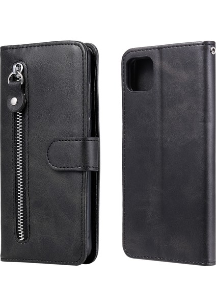 Samsung Galaxy A22 5g ile Uyumlu Moda Fermuar Çevirme Deri Manyetik Cüzdan Telefon Kılıfı (Yurt Dışından)