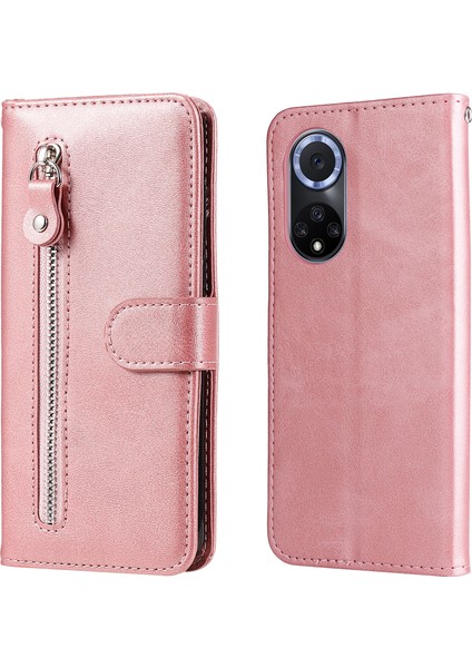 Huawei Nova 9 ile Uyumlu Moda Fermuar Çevirme Deri Manyetik Cüzdan Telefon Kılıfı (Yurt Dışından)