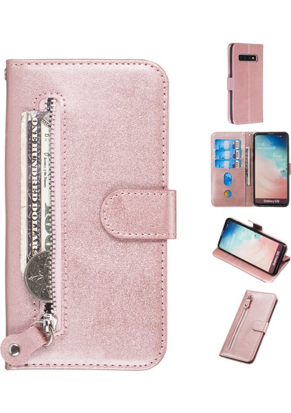Samsung Galaxy S10 ile Uyumlu Moda Fermuar Çevirme Deri Manyetik Cüzdan Telefon Kılıfı (Yurt Dışından) fiyatları