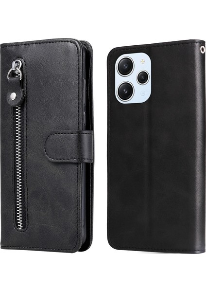 Xiaomi Redmi 12 4g ile Uyumlu Moda Fermuar Çevirme Deri Manyetik Cüzdan Telefon Kılıfı (Yurt Dışından)