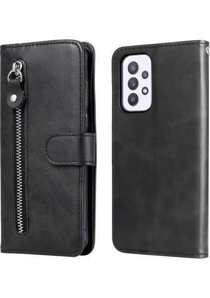 Samsung Galaxy A33 5g ile Uyumlu Moda Fermuar Çevirme Deri Manyetik Cüzdan Telefon Kılıfı (Yurt Dışından)