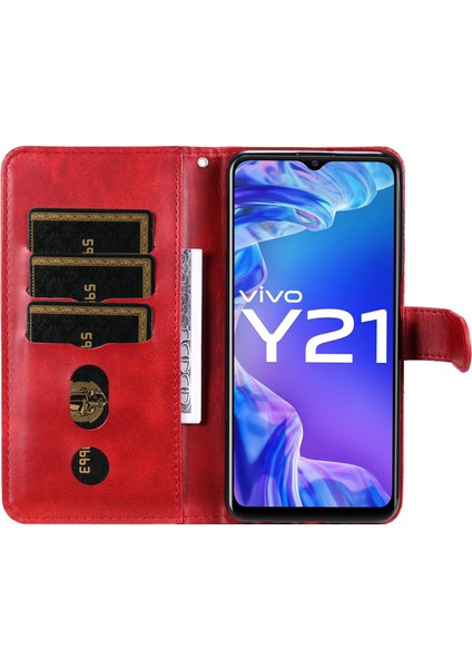Vıvo Y21/Y21S/Y33S ile Uyumlu Moda Fermuar Çevirme Deri Manyetik Cüzdan Telefon Kılıfı (Yurt Dışından)