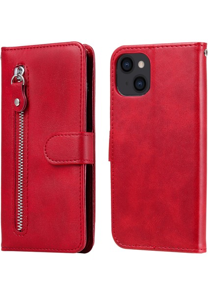 iPhone 13 ile Uyumlu Moda Fermuar Çevirme Deri Manyetik Cüzdan Telefon Kılıfı (Yurt Dışından)