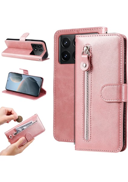 Xiaomi Redmi K70/K70 Pro ile Uyumlu Moda Fermuar Çevirme Deri Manyetik Cüzdan Telefon Kılıfı (Yurt Dışından) fiyatları