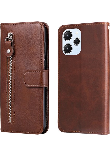 Xiaomi Redmi 12 4g ile Uyumlu Moda Fermuar Çevirme Deri Manyetik Cüzdan Telefon Kılıfı (Yurt Dışından)