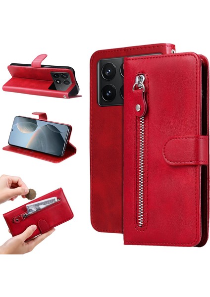 Xiaomi Redmi K70/K70 Pro ile Uyumlu Moda Fermuar Çevirme Deri Manyetik Cüzdan Telefon Kılıfı (Yurt Dışından) fiyatları