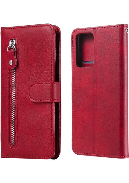 Xiaomi Redmi Note 10 Pro Max ile Uyumlu Moda Fermuar Çevirme Deri Manyetik Cüzdan Telefon Kılıfı (Yurt Dışından)