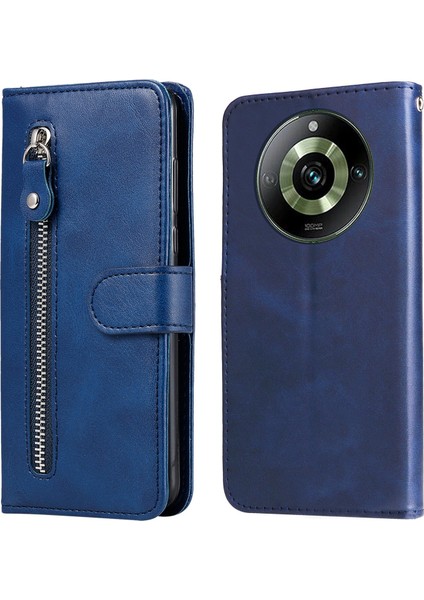 Realme 11 Pro ile Uyumlu Moda Fermuar Çevirme Deri Manyetik Cüzdan Telefon Kılıfı (Yurt Dışından)