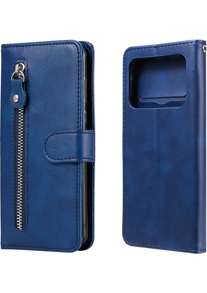 Xiaomi 11 Ultra ile Uyumlu Moda Fermuar Çevirme Deri Manyetik Cüzdan Telefon Kılıfı (Yurt Dışından)