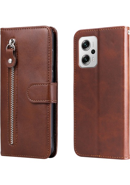 Xiaomi Poco X4 Gt ile Uyumlu Moda Fermuar Çevirme Deri Manyetik Cüzdan Telefon Kılıfı (Yurt Dışından)