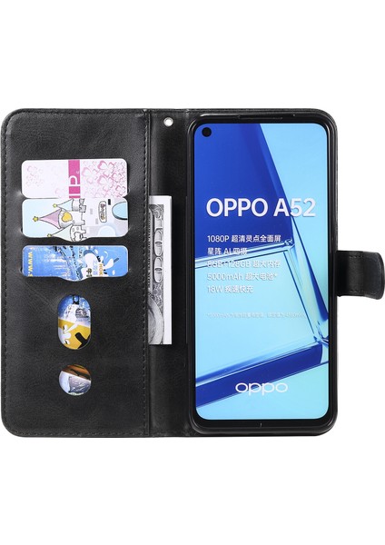 Oppo A92/A72/A52 ile Uyumlu Moda Fermuar Çevirme Deri Manyetik Cüzdan Telefon Kılıfı (Yurt Dışından)