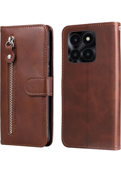 Honor X6A ile Uyumlu Moda Fermuar Çevirme Deri Manyetik Cüzdan Telefon Kılıfı (Yurt Dışından) fırsatları