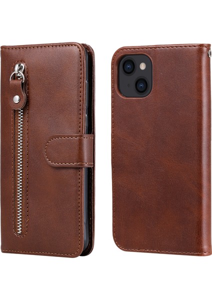 iPhone 13 ile Uyumlu Moda Fermuar Çevirme Deri Manyetik Cüzdan Telefon Kılıfı (Yurt Dışından)