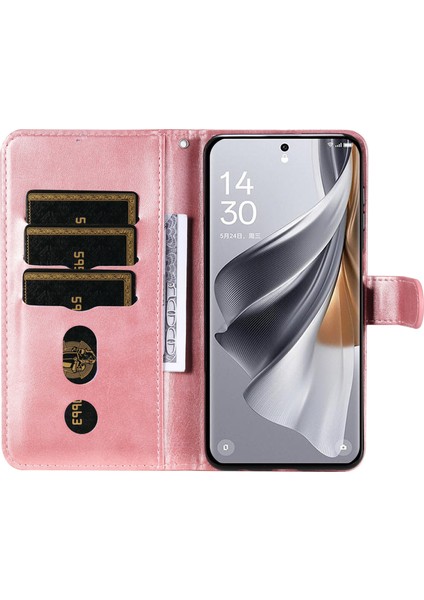 Oppo Reno 10 5g ile Uyumlu Moda Fermuar Çevirme Deri Manyetik Cüzdan Telefon Kılıfı (Yurt Dışından)