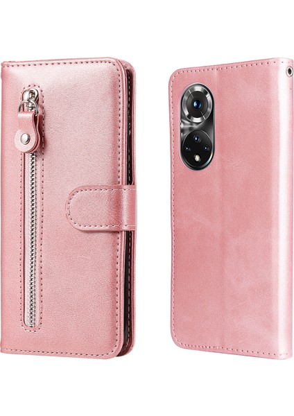 Huawei Nova 9 Pro ile Uyumlu Moda Fermuar Çevirme Deri Manyetik Cüzdan Telefon Kılıfı (Yurt Dışından)