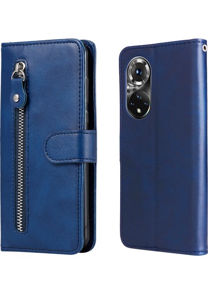 Huawei Nova 9 Pro ile Uyumlu Moda Fermuar Çevirme Deri Manyetik Cüzdan Telefon Kılıfı (Yurt Dışından)