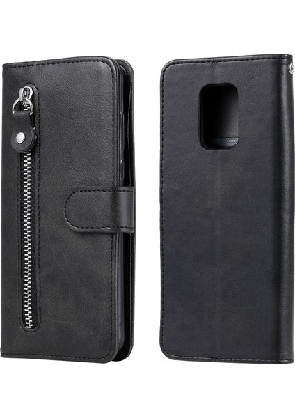 Xiaomi Redmi Note 9 Pro/9s ile Uyumlu Moda Fermuar Çevirme Deri Manyetik Cüzdan Telefon Kılıfı (Yurt Dışından)