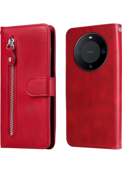 Huawei Mate 60 ile Uyumlu Moda Fermuar Çevirme Deri Manyetik Cüzdan Telefon Kılıfı (Yurt Dışından)