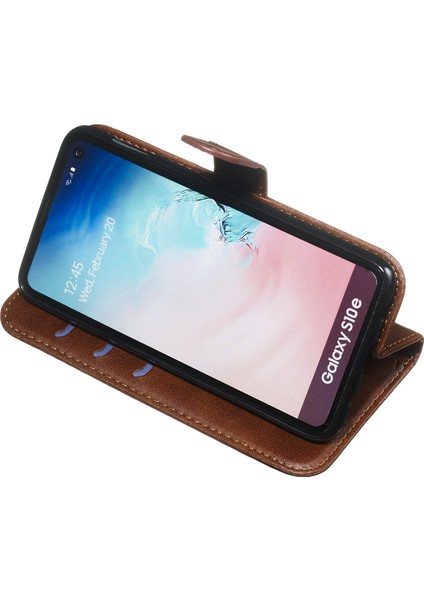 Samsung Galaxy S10E ile Uyumlu Moda Fermuar Çevirme Deri Manyetik Cüzdan Telefon Kılıfı (Yurt Dışından)