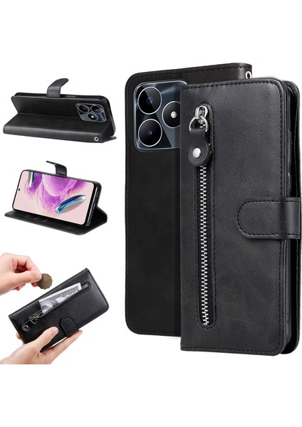 Realme C53 ile Uyumlu Moda Fermuar Çevirme Deri Manyetik Cüzdan Telefon Kılıfı (Yurt Dışından) fiyatları