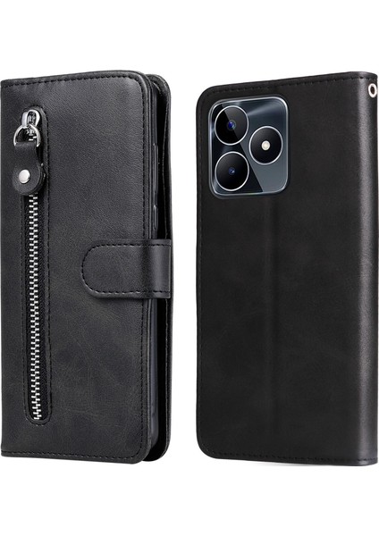 Realme C53 ile Uyumlu Moda Fermuar Çevirme Deri Manyetik Cüzdan Telefon Kılıfı (Yurt Dışından) indirimleri