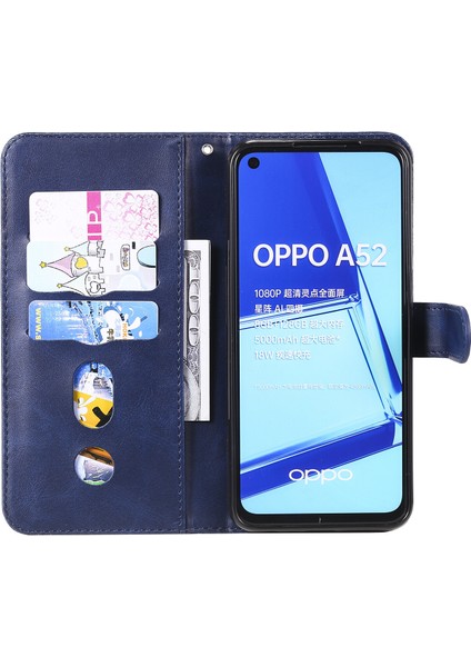 Oppo A92/A72/A52 ile Uyumlu Moda Fermuar Çevirme Deri Manyetik Cüzdan Telefon Kılıfı (Yurt Dışından)