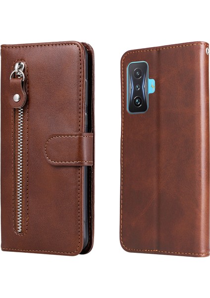 Xiaomi Poco F4 Gt ile Uyumlu Moda Fermuar Çevirme Deri Manyetik Cüzdan Telefon Kılıfı (Yurt Dışından)