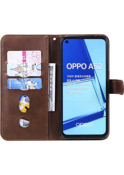 Oppo A92/A72/A52 ile Uyumlu Moda Fermuar Çevirme Deri Manyetik Cüzdan Telefon Kılıfı (Yurt Dışından)