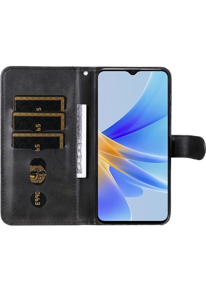 Oppo A17 ile Uyumlu Moda Fermuar Çevirme Deri Manyetik Cüzdan Telefon Kılıfı (Yurt Dışından)