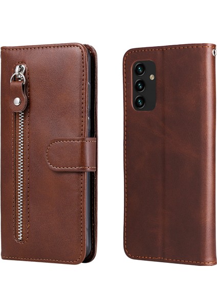 Samsung Galaxy A13 4g ile Uyumlu Moda Fermuar Çevirme Deri Manyetik Cüzdan Telefon Kılıfı (Yurt Dışından)