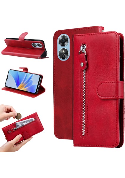 Oppo A17 ile Uyumlu Moda Fermuar Çevirme Deri Manyetik Cüzdan Telefon Kılıfı (Yurt Dışından) fiyatları