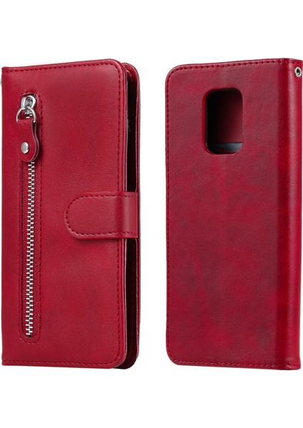 Xiaomi Redmi Note 9 Pro/9s ile Uyumlu Moda Fermuar Çevirme Deri Manyetik Cüzdan Telefon Kılıfı (Yurt Dışından)