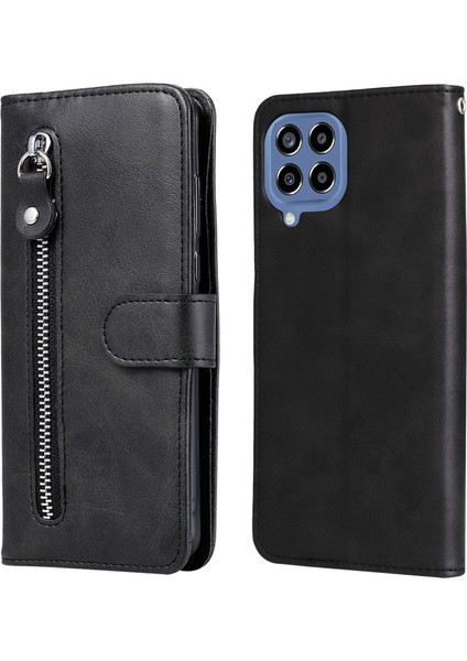 Samsung Galaxy M33 5g ile Uyumlu Moda Fermuar Çevirme Deri Manyetik Cüzdan Telefon Kılıfı (Yurt Dışından)