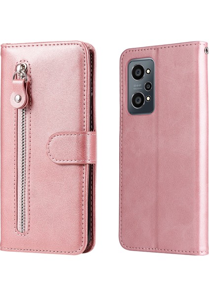 Realme Gt Neo2 ile Uyumlu Moda Fermuar Çevirme Deri Manyetik Cüzdan Telefon Kılıfı (Yurt Dışından)