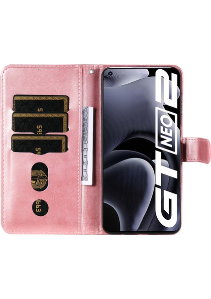 Realme Gt Neo2 ile Uyumlu Moda Fermuar Çevirme Deri Manyetik Cüzdan Telefon Kılıfı (Yurt Dışından)