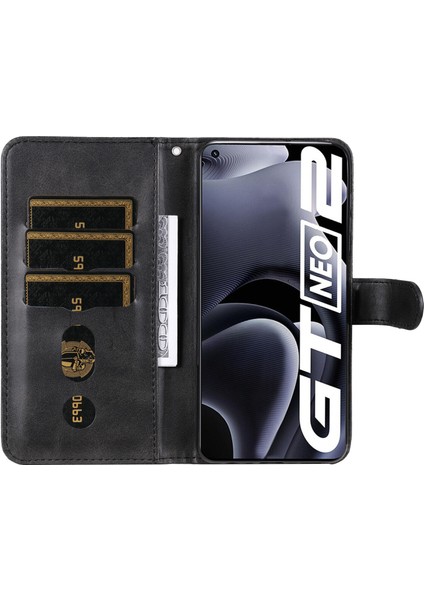 Realme Gt Neo2 ile Uyumlu Moda Fermuar Çevirme Deri Manyetik Cüzdan Telefon Kılıfı (Yurt Dışından)