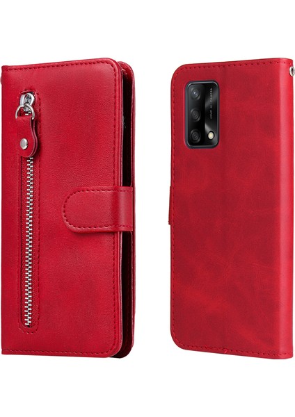 Oppo A74 4G/F19 ile Uyumlu Moda Fermuar Çevirme Deri Manyetik Cüzdan Telefon Kılıfı (Yurt Dışından)