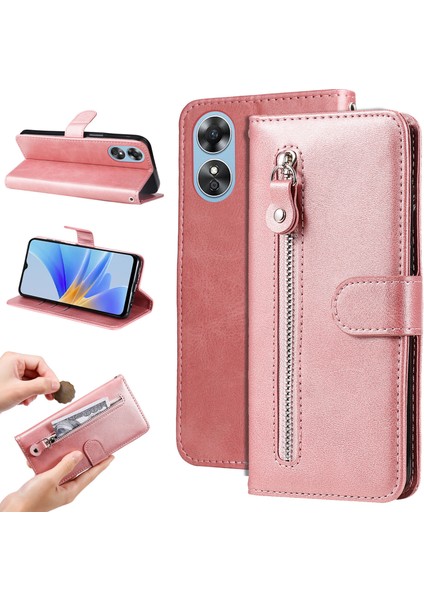 Oppo A17 ile Uyumlu Moda Fermuar Çevirme Deri Manyetik Cüzdan Telefon Kılıfı (Yurt Dışından) fiyatları