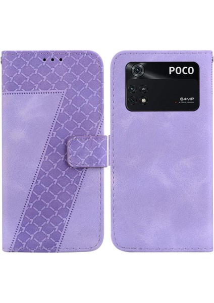 Için Xiaomi Poco M4 Pro 4g Pu Deri Flip Folio Kabartmalı Telefon Kılıfı (Yurt Dışından)