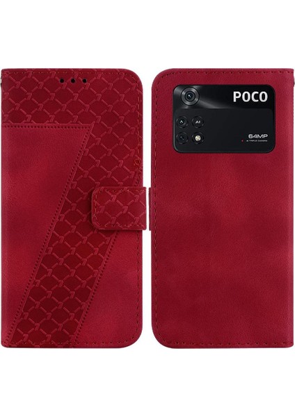 Için Xiaomi Poco M4 Pro 4g Pu Deri Flip Folio Kabartmalı Telefon Kılıfı (Yurt Dışından)